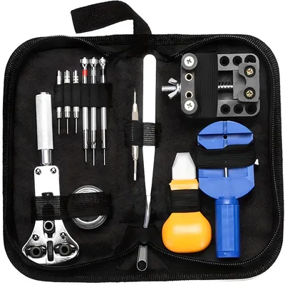 Produktbild von 30tlg Uhrenwerkzeug Set mit Gehäuseöffner Stiftausdrücker Uhrenöffner Reparatur Werkzeug Armband Armbandkürzer Schraubendreher Uhrmacherwerkzeug Retoo