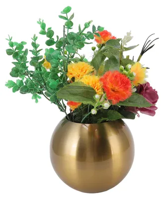 Runde Edelstahl-Vase, Gold, 14x12x8,2 cm, für Dekoration