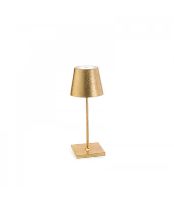 Immagine prodotto di Lampada a led da tavolo Poldina Pro Mini Foglia Oro ricaricabile e dimmerabile con batteria fino a 12 ore