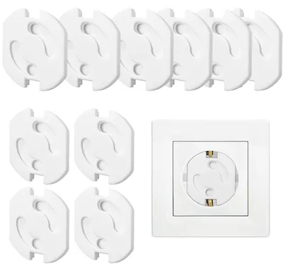 Imagen del producto de Protectores de enchufes para niños, 10 unidades, con mecanismo de rotación, para mayor seguridad en el hogar