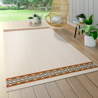 Produktbild von Outdoor Teppich Für Terrasse Und Balkon, Mit Geometrischem Muster, Modern, Beige Grösse 120x170 cm