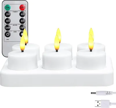 Produktbild von LED-Teelichter, LED-Kerzen mit Fernbedienung, 6er-Pack, geeignet für den Gebrauch zu Hause und auf Partys