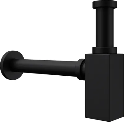 Produktbild von Mai & Mai Tassen-siphon S06 L-Form Geruchsverschluss Waschbecken-Abflussgarnitur schwarz Messing Anschlussgewinde