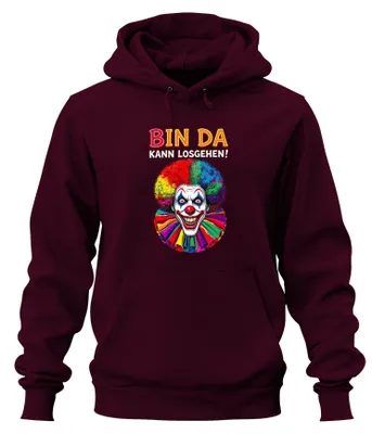Produktbild von Bin da kann losgehen Clown Köln Karneval Jeck Fastnacht Hoodie Kapuzenpullover, Burgundy, XL