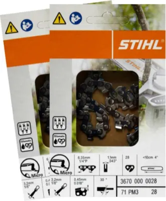 Produktbild von 2x STIHL Sägekette Picco Micro3 PM3 1/4P, 1.1 mm 10 cm 36700000028 ( 2 Stück )