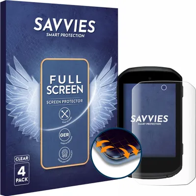 Produktbild von 4x Savvies Fullscreen Schutzfolie für Garmin Edge 550 Displayschutz Folie Fullcover Klar Transparent