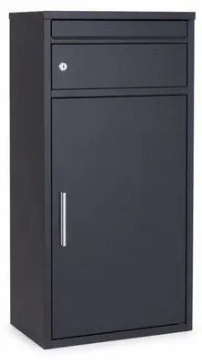 Produktbild von Relaxdays Standbriefkasten mit Paketfach, HxBxT: 86 x 45,5 x 25,5 cm, 4 Schlüssel, Paketkasten XL, RAL7016-anthrazit, KI-generiertes Bild