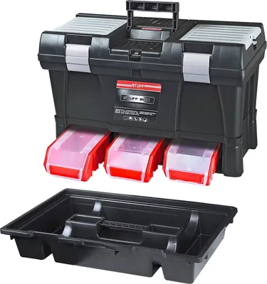 Produktbild von Werkzeugkoffer Pro | HxBxT 32,5x52,5x25,5cm | Polypropylen | Schwarz/Rot