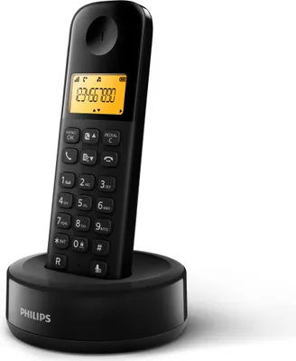 Image de Philips D1601B/01- Téléphone DECT sans fil avec 1 combiné, grand écran (4,1 cm) et identification de l'appelant - Noir