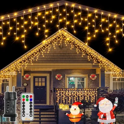 Eisregen-Lichterkette 12 m, 504 LEDs, warmweiß, IP44, Fernbedienung