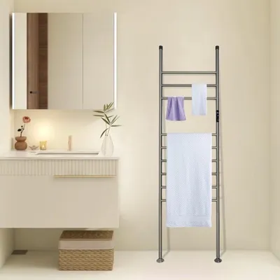 Obrázek produktu pro Elektrický topný žebřík na ručníky - 150 W - 103x50x10 cm - Nerezová ocel - Vodotěsný