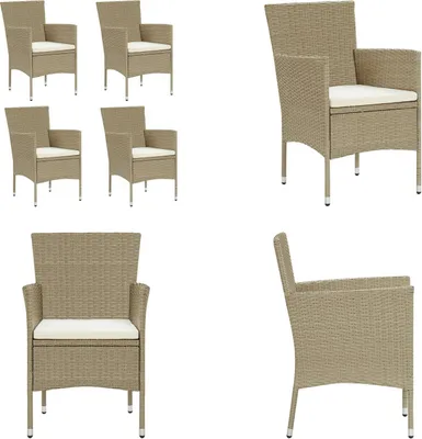 Produktbild von vidaXL Garten Essstühle 4 Stk. Poly Rattan Beige - Gartenstuhl - Gartenstühle - Gartensessel - Essstuhl
