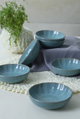 Produktbild von Hermia Concept, x 00019038, Vorspeisenschalen-Set (6-teilig), 100 % KERAMIK-STEINZEUG, Türkis, 12 x 38 x 12 cm