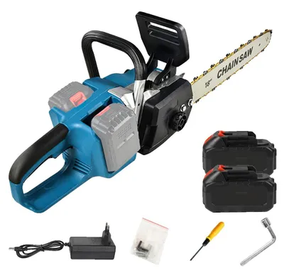 Obrázek produktu pro Elektrická řetězová pila, výkon 2000 W, bezdrátový provoz, 2 baterie, zástrčka typu EU