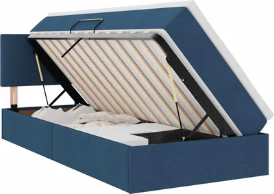 Image de Lit avec rangement et matelas avec matelas Bleu 90 x 200 cm