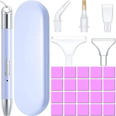 Produktbild von 27-teiliges Strass-Kunstset, LED-Schmuckstifte, 20 Kleiklammern, 5 Spitzen, DIY-Malbox