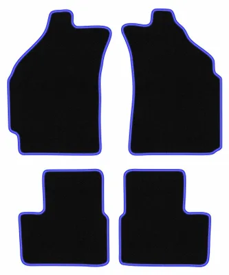 Produktbild von Fußmatten Automatten Velours Schwarz/Blau für Daewoo Matiz 1997-2007 Set 4-tlg