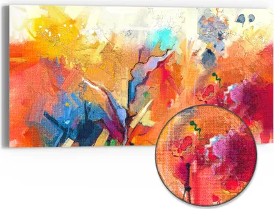Produktbild von DEQORI Hybrid Leinwand Bild 60x30 cm 'Farbenreiches Ölgemälde' Wandbild Glas flach modern