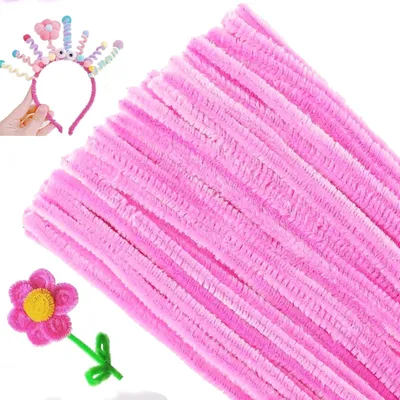 Produktbild von Rosa Pfeifenreiniger 6mm, 100 Stš¹ck Pfeifenputzer zum Basteln, Pfeifenputzer fš¹r Blumen Pfeifenreiniger, 30cm Chenilledraht fš¹r Kinder zum Basteln und Dekorieren