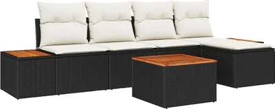 Produktbild von vidaXL Gartensofa-set 6 stk. Schwarz Poly Rattan