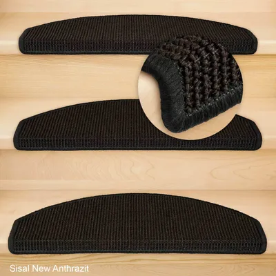 Produktbild von Stufenmatten Sisal New Halbrund Anthrazit 15 Stück