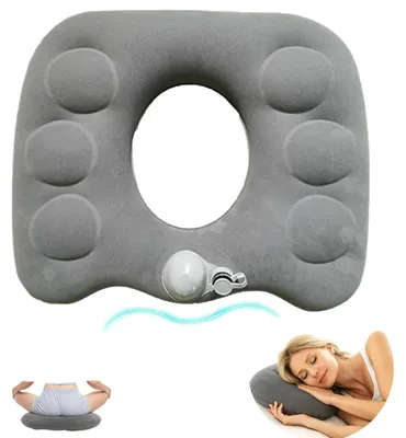 Obrázek produktu pro Nafukovací polštář na sezení pro osoby s hemoroidy, ergonomický polštář ve tvaru donutu, rozměry 44 x 38 x 10 cm