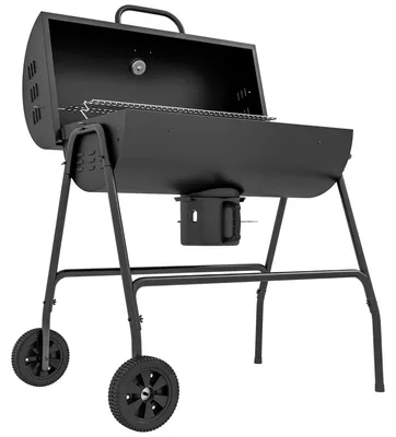 Obrázek produktu pro Gril na dřevěné uhlí s víkem a teploměrem | Barva: černá | Rozměry: 71,5 x 95 x 102 cm
