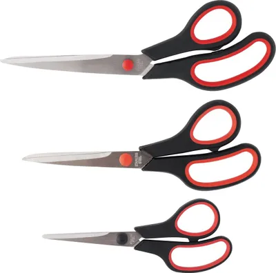 Produktbild von D.RECT 3 Stück Gummigriff Schulschere 160mm/210mm/250mm  Edelstahl Schneidschere