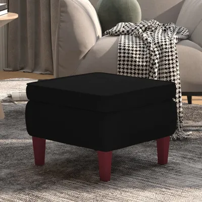 Image de The Living Store Tabouret avec pieds en bois noir velours