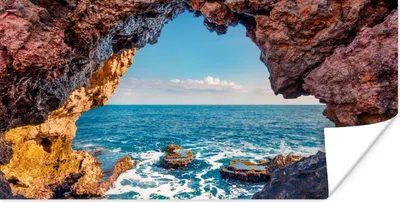 Produktbild von MuchoWow® Poster Höhle - Meer - Felsen - Natur 160x80 cm - Foto Poster