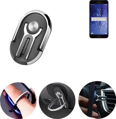 Produktbild von K-S-Trade 3in1 Smartphone-Ring Handy-Ring kompatibel mit Samsung Galaxy J7 Top Fingerhalterung  Handyring Tischständer Lüftungsgitter-Halterung