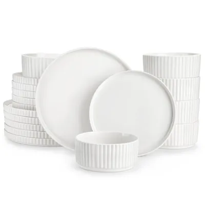 Productafbeelding van MALACASA, Celeste, 18-delig porseleinen servies, combinatie set voor 6 personen, servies voor het diner bestaande uit dinerborden, dessertborden, kommen, wit