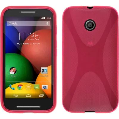 Produktbild von PhoneNatic Case kompatibel mit Motorola Moto E - pink Silikon Hülle X-Style + 2 Schutzfolien
