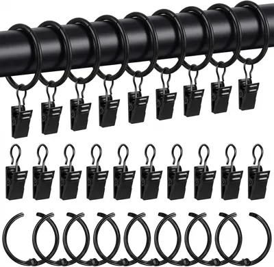 Produktbild von Gordijnringe aus Edelstahl, schwarz, 25 Stück, Innen-Ø 32 mm, für Fenster und Türen