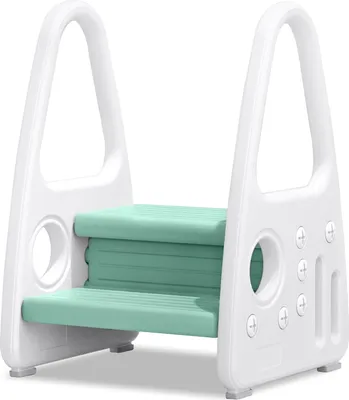 Produktbild von LARS360 Tritthocker für Kinder 2 Stufen Kinderschemel Kleinkind Trittschemel Lernturm Anti-Rutsch Trittleiter Schemel für Bad, Schlafzimmer, Küche, Kinderzimmer, Grün