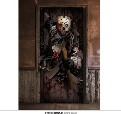 Image de Zombie Halloween Poster Porte Décoration effrayante Effet d'horreur Atmosphère sinistre Habillage de porte Design réaliste Détails effrayants, couleur : gris