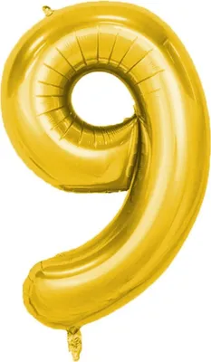 Produktbild von Folienballon Zahl 9, ca. 100 cm, gold