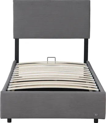 Produktbild von Polsterbett 'Juva' Cord mit Lattenrost 90x200 cm Grau