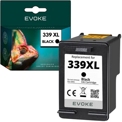 Image de Cartouche d'encre Evoke, compatible avec l'imprimante HP 339 C8767EE, noire, 32 ml, compatible avec les modèles DeskJet 5740, 5940, 6520, 6540, 6620