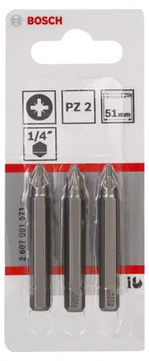 Produktbild von Schrauberbit Extra-Hart PZ 2, 51 mm, 3er-Pack