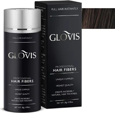 Produktbild von Włókna GLOVIS Hair Fibers 28g Mikrowłókna Zagęszczanie Łysienie Wypadanie Włosów Szybki Naturalny Efekt - Kolor CIEMNY BRĄZ