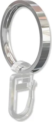 A single curtain ring with a clip attached, shown against a white background.