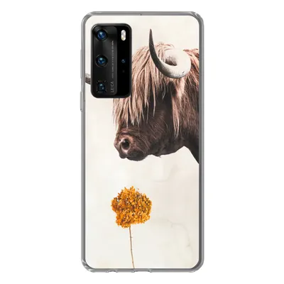 Produktbild von MuchoWow® Handyhülle Schutzhülle Hülle für Huawei P40 Pro Schottischer Highlander - Vintage - Blume Silikon Softcase Handy Hülle - Schutz