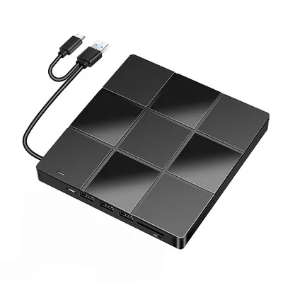 Produktbild von Externes DVD Laufwerk mit USB 3.0 und Type-C, Tragbares CD Laufwerk für Laptop, PC, Plug & Play, CD-ROM Brenner