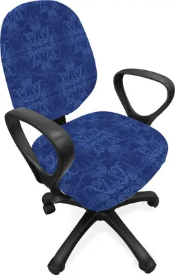 Produktbild von ABAKUHAUS Navy blau Bürostuhl Schonbezug, Victorian Ornament, dekorative Schutzhülle aus Stretchgewebe, Blau