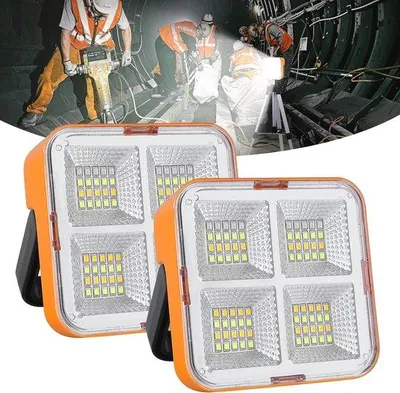 Image de Lampe de travail solaire rechargeable, 80 LED, 4 modes d'éclairage, pour l'extérieur