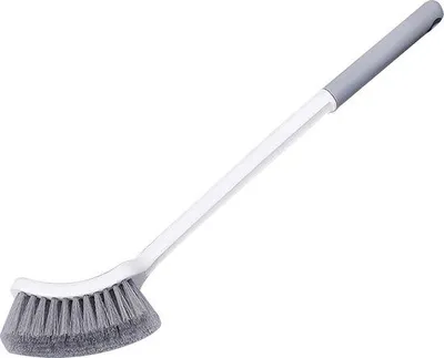 Obrázek produktu pro Toaletní kartáč se zakřiveným tvarem pro důkladné čištění pod okrajem, dlouhá rukojeť (bílý)
