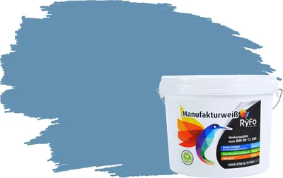 Produktbild von RyFo Colors Bunte Wandfarbe Manufakturweiß Pastellblau 3l - weitere Grau Farbtöne und Größen erhältlich, Deckkraft Klasse 1, Nassabrieb Klasse 1