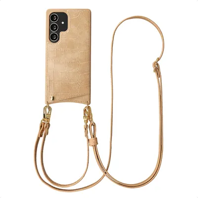 Immagine prodotto di Custodia per cellulare Selencia Nova Croco con cordino e porta carte per Samsung Galaxy S25 Ultra - Toasted Almond