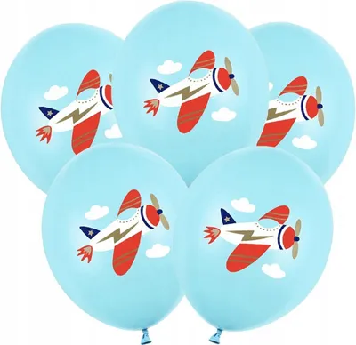 Produktbild von Luftballons 30 cm, Flugzeug, Pastell Hellblau, 5 Stk.